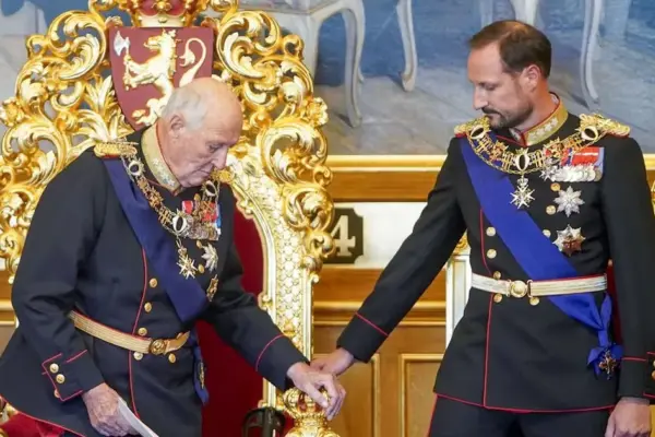The complex scenario in which Haakon VIII, the new king of Norway, assumes the throne
