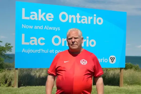 Canada installs a large sign over Lake Ontario in the latest attack against the United States